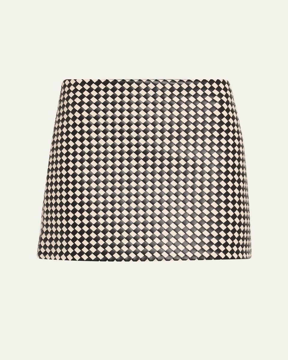 Eleana Woven Vegan Leather Mini Skirt